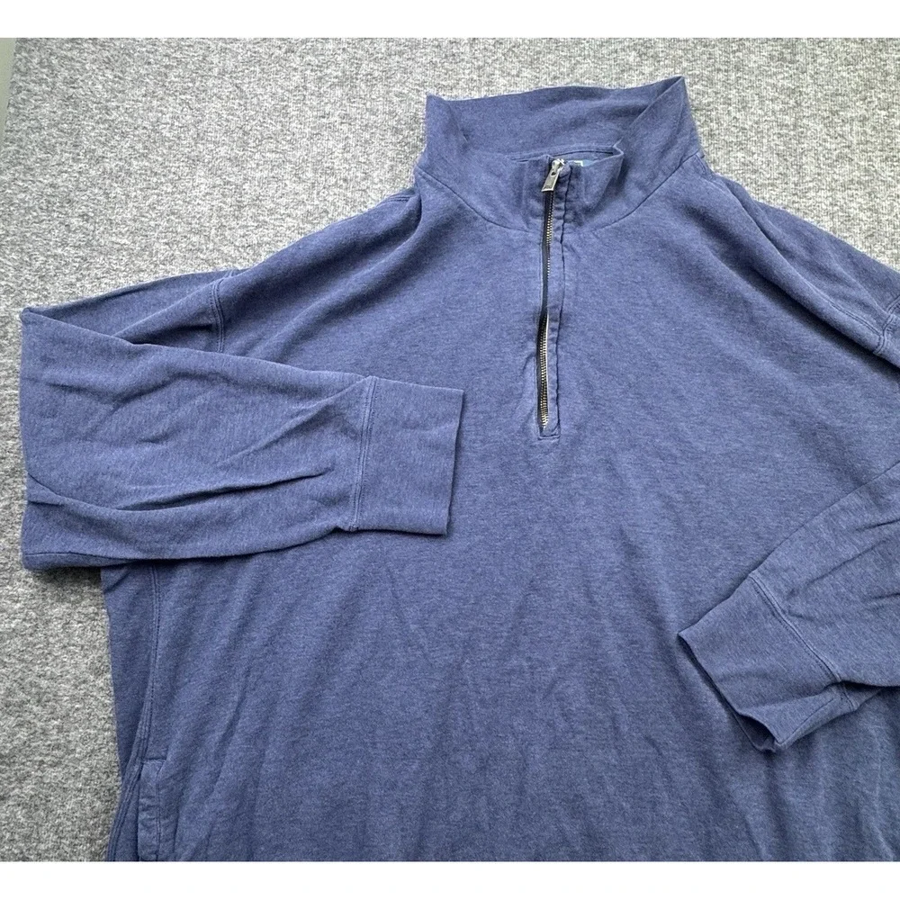Vtg Polo Ralph Lauren Sweater Men's Sz 4XB Blue 1/4 Zip Pullover Logo‎ *Hole*